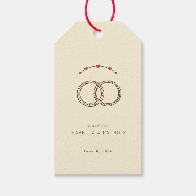 Étiquettes-cadeau Elegant Beige Interlocking Rings (Devant)