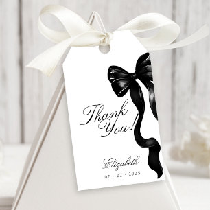 Étiquettes-cadeau Élégant Black Bow Sweet 16 Favor Tags