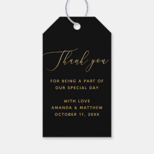Étiquettes-cadeau Élégant Black & Gold Classic Mariage Merci