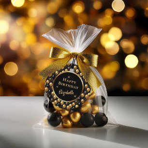 Étiquettes Cadeau Elégant Black Gold Parties scintillant Ballons Mot
