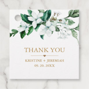 Étiquettes Cadeau Elégant blanc Aquarelle Floral Mariage