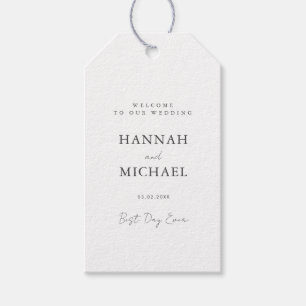 Étiquettes-cadeau Élégant, blanc, Mariage minimal