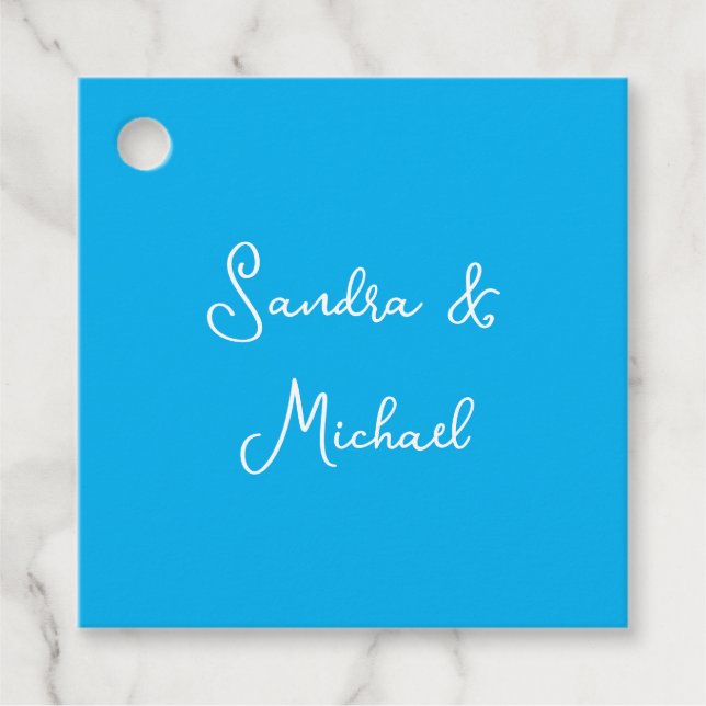 Étiquettes Cadeau Elégant bleu azur bleu personnalisé (Devant)