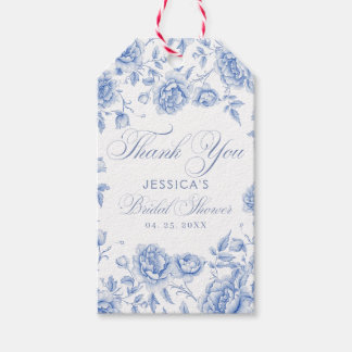 Étiquettes-cadeau Elégant Bleu Chic Toile Chinoiserie Fête des marié