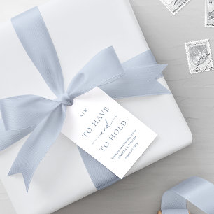 Étiquettes-cadeau Élégant bleu Dusty Wedding Favor Tag avec QR Code