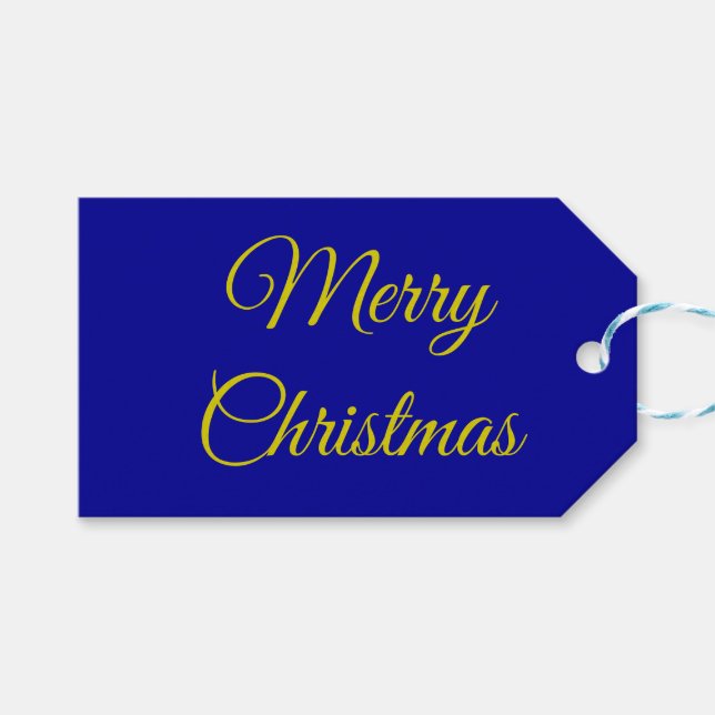 Étiquettes-cadeau Élégant bleu foncé et or (Devant (Horizontal))