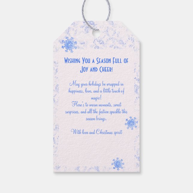 Étiquettes-cadeau Elégant bleu Kitsch Aquarelle Vacances Ditsy (Dos)