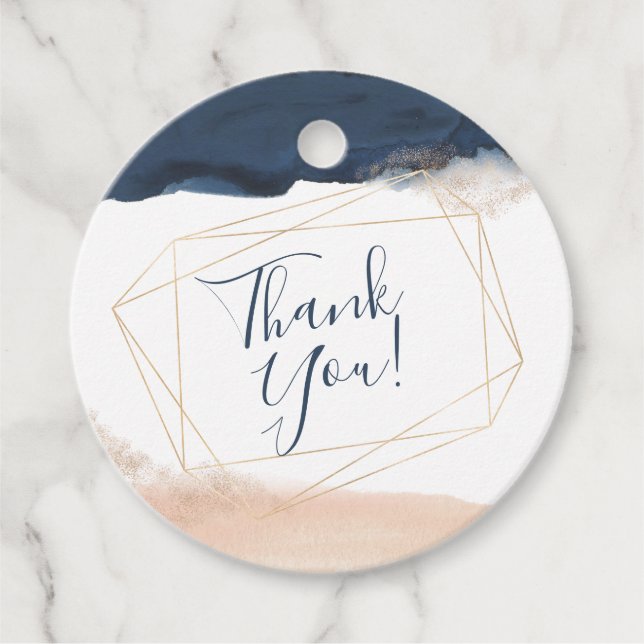 Étiquettes Cadeau Elégant bleu moderne et rose pâle que vous préfére (Devant)