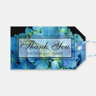 Étiquettes-cadeau Elégant bleu turquoise hydrangée à fleurs bleu ros