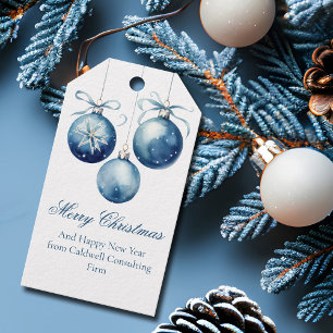 Étiquettes-cadeau Elegant Blue Joyeux Noël Ornaming Company