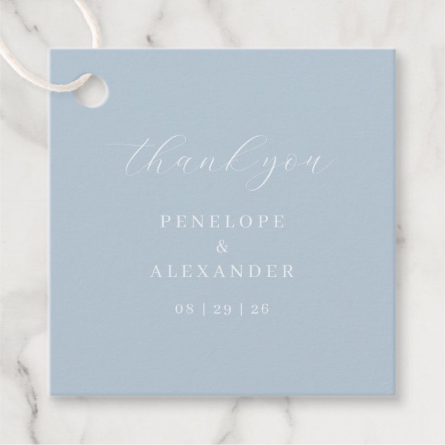 Étiquettes Cadeau Elegant Blue Thank You Card (Devant)