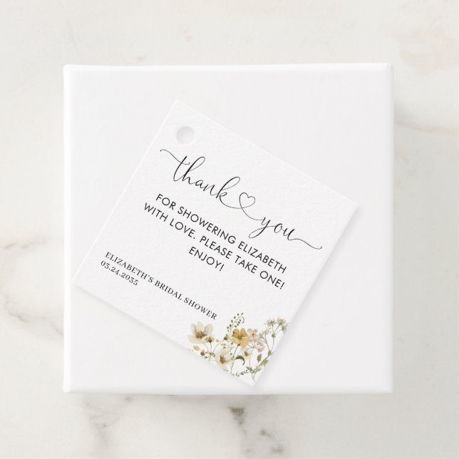 Étiquettes Cadeau Élégant Bohème Chic Fleur Sauvage Floral Merci (En situation)