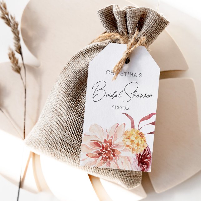 Étiquettes-cadeau Elégant Boho Chic Floral Fête des mariées Favorise (Créateur téléchargé)