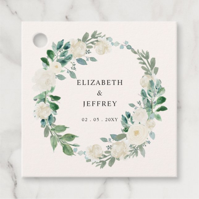 Étiquettes Cadeau Elégant Boho été printemps ivoire Mariage floral (Devant)