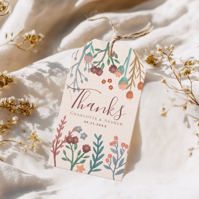 Étiquettes-cadeau Elégant Boho Fleur sauvage mariage Faveur (Créateur téléchargé)