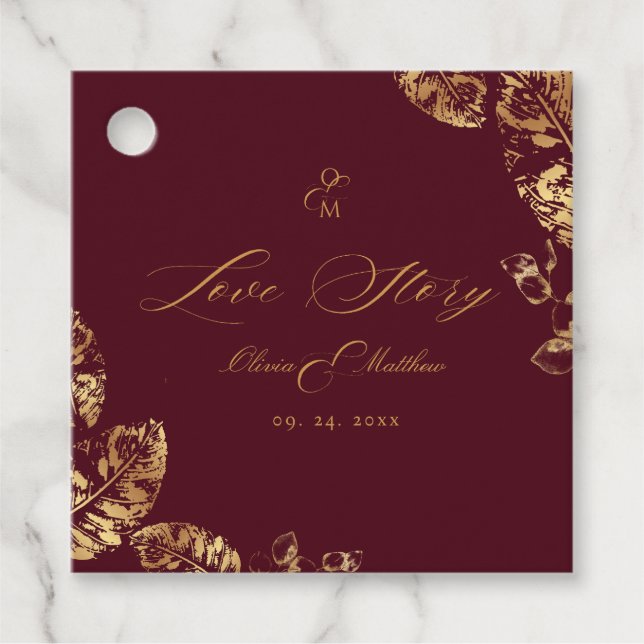 Étiquettes Cadeau Elegant Boho | Mariage d'automne de Bourgogne et d (Devant)