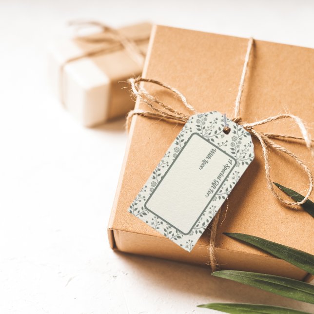 Étiquettes-cadeau Elegant Boho Sage Cream Floral Pattern (Créateur téléchargé)