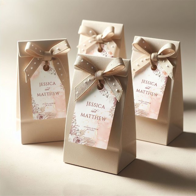 Étiquettes-cadeau Elégant Boho Style Rose Rose Floral Accueil (Créateur téléchargé)