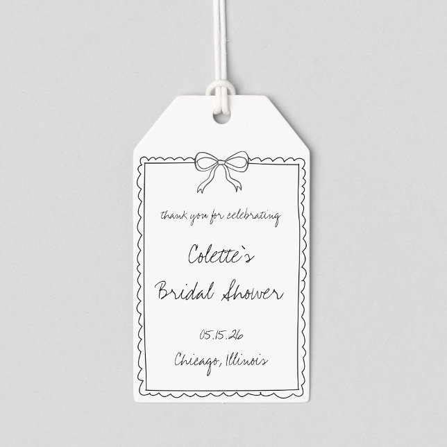 Étiquettes-cadeau Élégant Bordure à Nœud Papillon Dessinée à la Main (Créateur téléchargé)