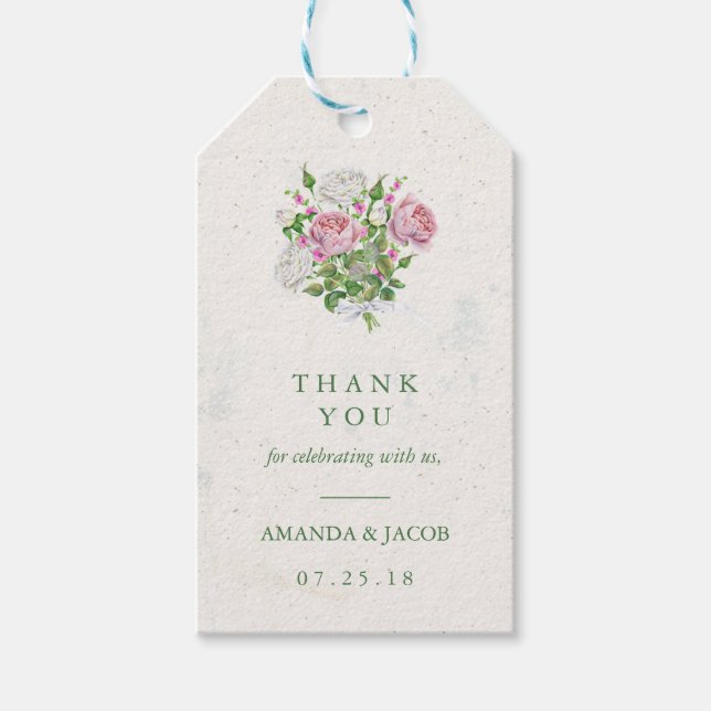 Étiquettes-cadeau Elégant Bouquet Floral Merci (Devant)