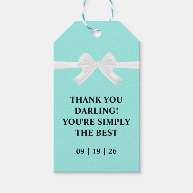 Étiquettes-cadeau Elegant Bride & Co. Réception de Mariage Turquoise (Devant)