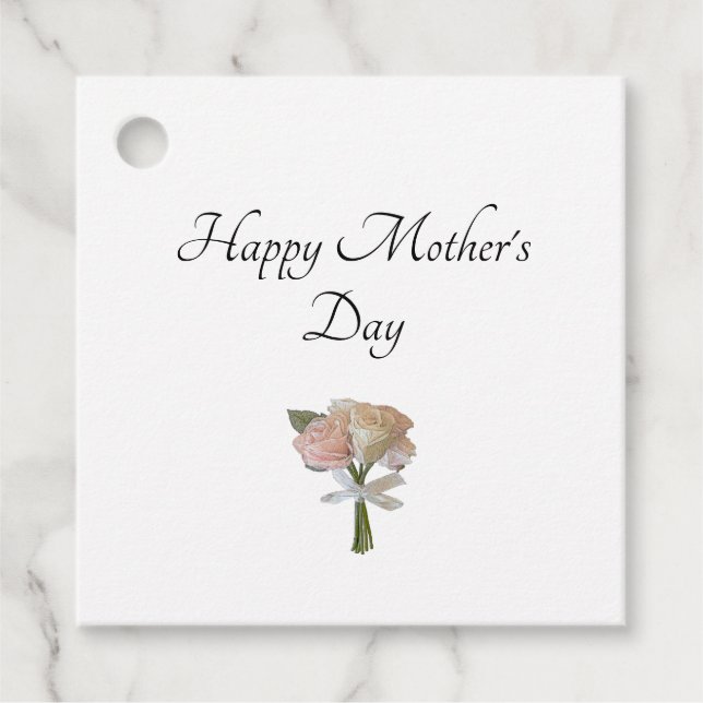Étiquettes Cadeau Élégant Brunch Fête des Mères Rose Floral (Devant)