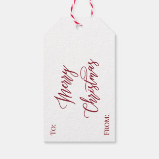 Étiquettes-cadeau Élégant Cadeau de Noël Rouge Blanc en Écriture Cur