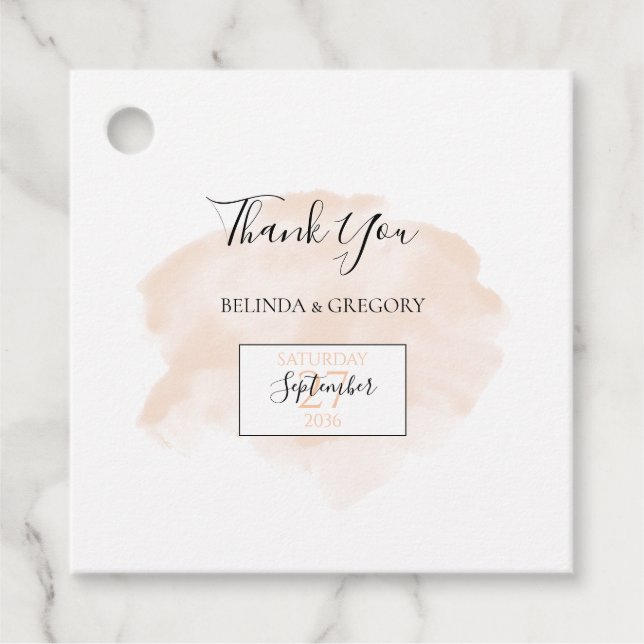 Étiquettes Cadeau Elégant cadeau Mariage aquarelle (Devant)