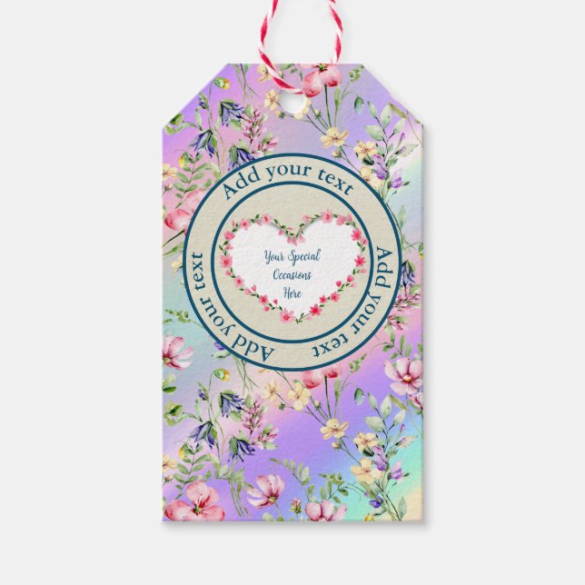 Étiquettes-cadeau Elégant cadre de coeur floral : pour chaque occasi (Devant)