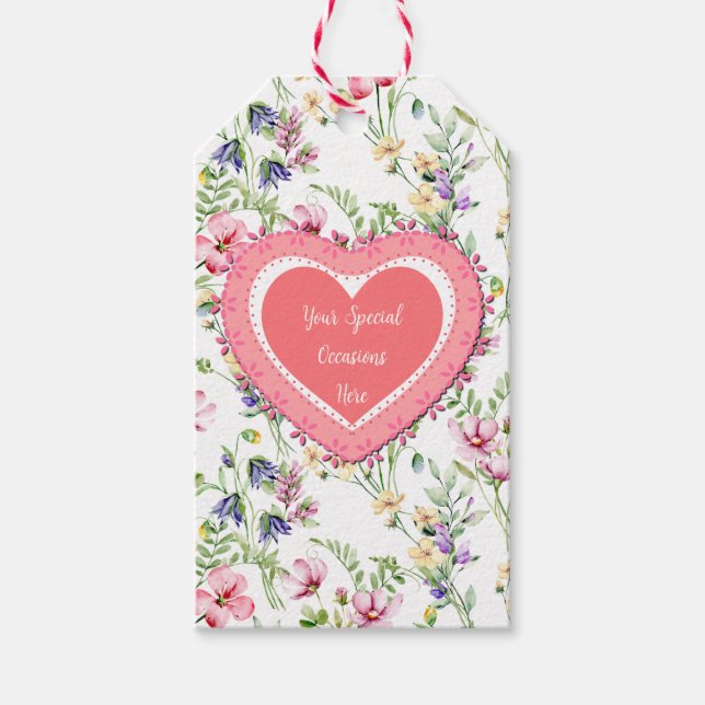 Étiquettes-cadeau Elégant cadre de coeur floral : pour chaque occasi (Devant)
