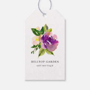 Étiquettes-cadeau Elégant Cassis Purple Aquarelle Florale Prix Tags