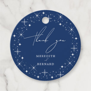 Étiquettes Cadeau Elégant céleste Marine Bleu Mariage Merci