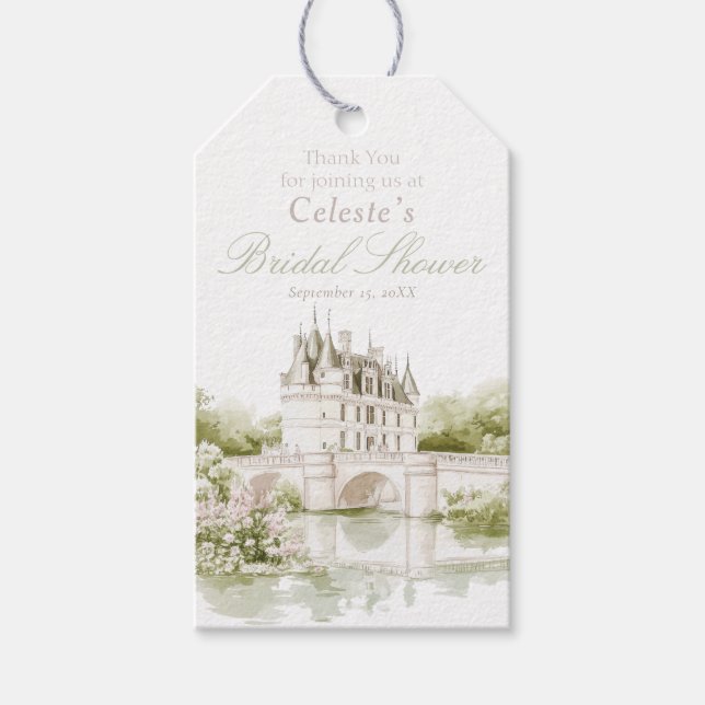 Étiquettes-cadeau Élégant Château Romance Française de Mariage  (Devant)