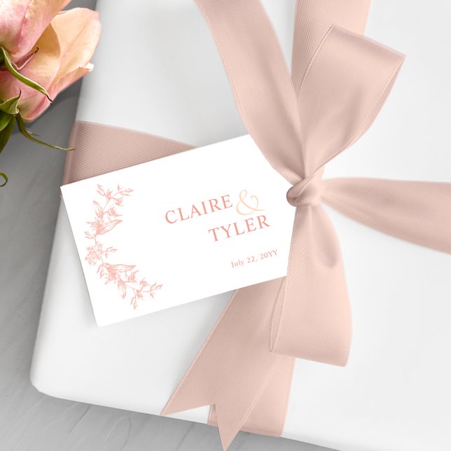 Étiquettes-cadeau Élégant Chic Blush rose, Pêche et Mariage blanc (Créateur téléchargé)
