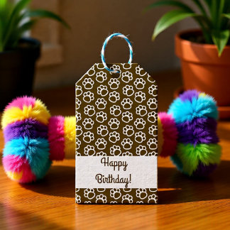 Étiquettes-cadeau Elégant chien patte animal customisé brun