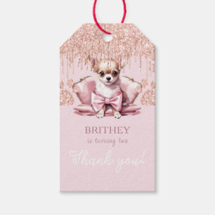 Étiquettes-cadeau Elégant Chihuahua avec Parties scintillant Anniver