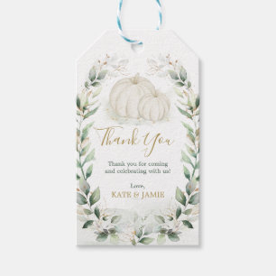 Étiquettes-cadeau Élégant Citrouille Automne verdure Gold Wreath Fav