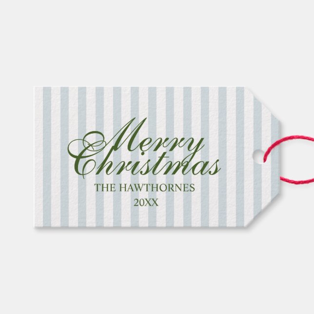 Étiquettes-cadeau Élégant Classique Script Personnalisé Rayure de No (Devant (Horizontal))