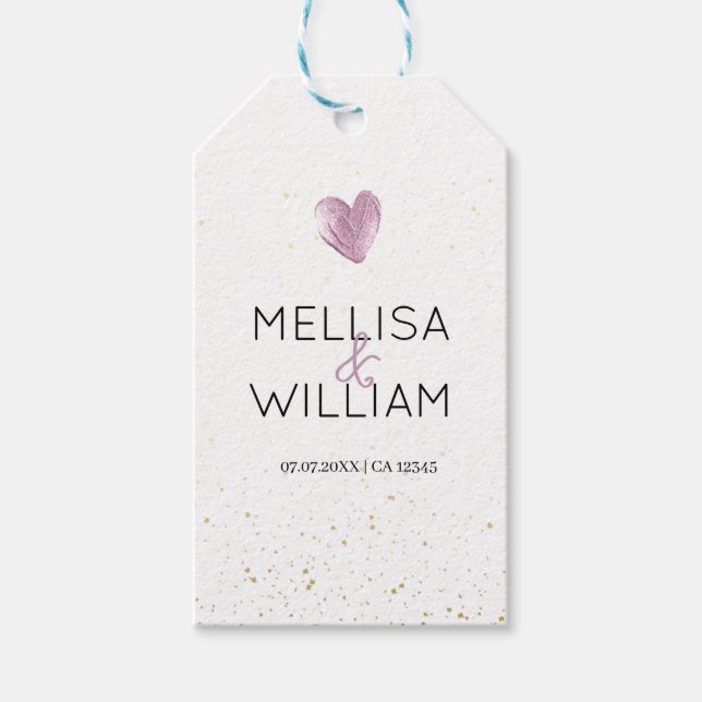 Étiquettes-cadeau Élégant Coeur de Parties scintillant rose Personna (Devant)