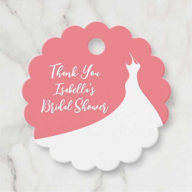 Étiquettes Cadeau Élégant corail de Merci de Fête des mariées (Devant)