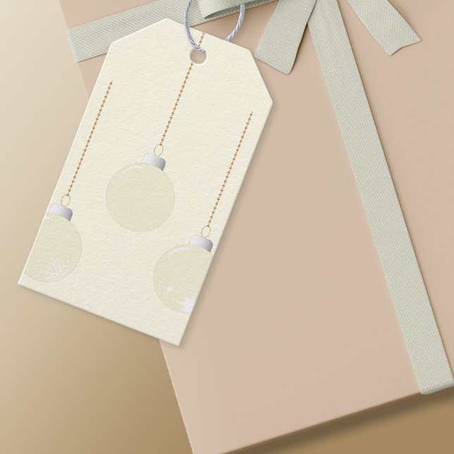 Étiquettes-cadeau Elégant crème Baubles de Noël (Cream Baubles Gift Tag)