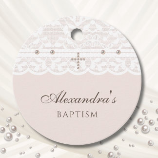 Étiquettes Cadeau Elegant Cross Christian Baptism Thank You
