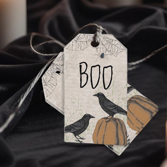 Étiquettes-cadeau Elégant Crow Halloween Favoriser (Elegant Personalized Halloween Favor Tags)
