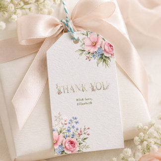 Étiquettes-cadeau élégant délicat floral printemps MARIÉE merci