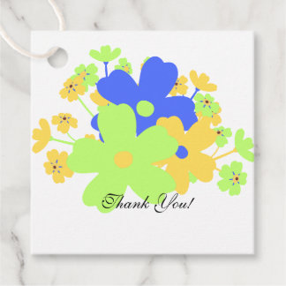 Étiquettes Cadeau Elégant design floral jaune bleu vert