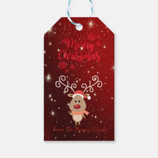 Étiquettes-cadeau Élégant, Dessin de dessin, Rouge, Éperneaux (Devant)