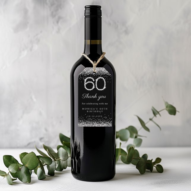 Étiquettes-cadeau Elégant Diamants 60e anniversaire Merci de fête (Créateur téléchargé)