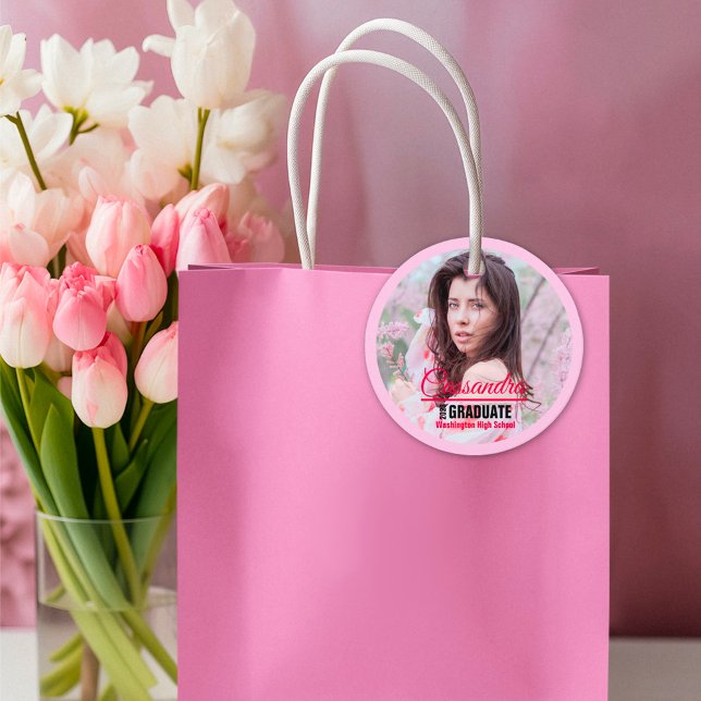 Étiquettes Cadeau Élégant Diplômé Photo personnalisée (Créateur téléchargé)