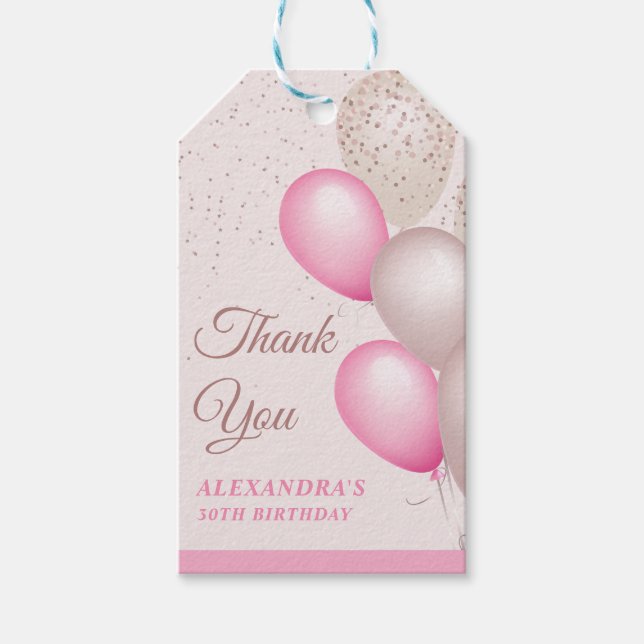 Étiquettes-cadeau Elegant Dusty Rose Blush Pink Balloons Birthday (Devant)
