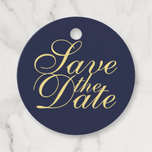 Étiquettes Cadeau Élégant Économisez la Date de Mariage Bleu Nuit et